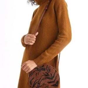 Madewell The Simple Circle Crossbody Bag in Calf Hair Brown Leather Purse